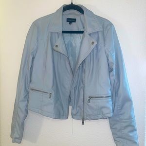 New Look Baby Faux Leather Blue Bomber Jacket Size L
